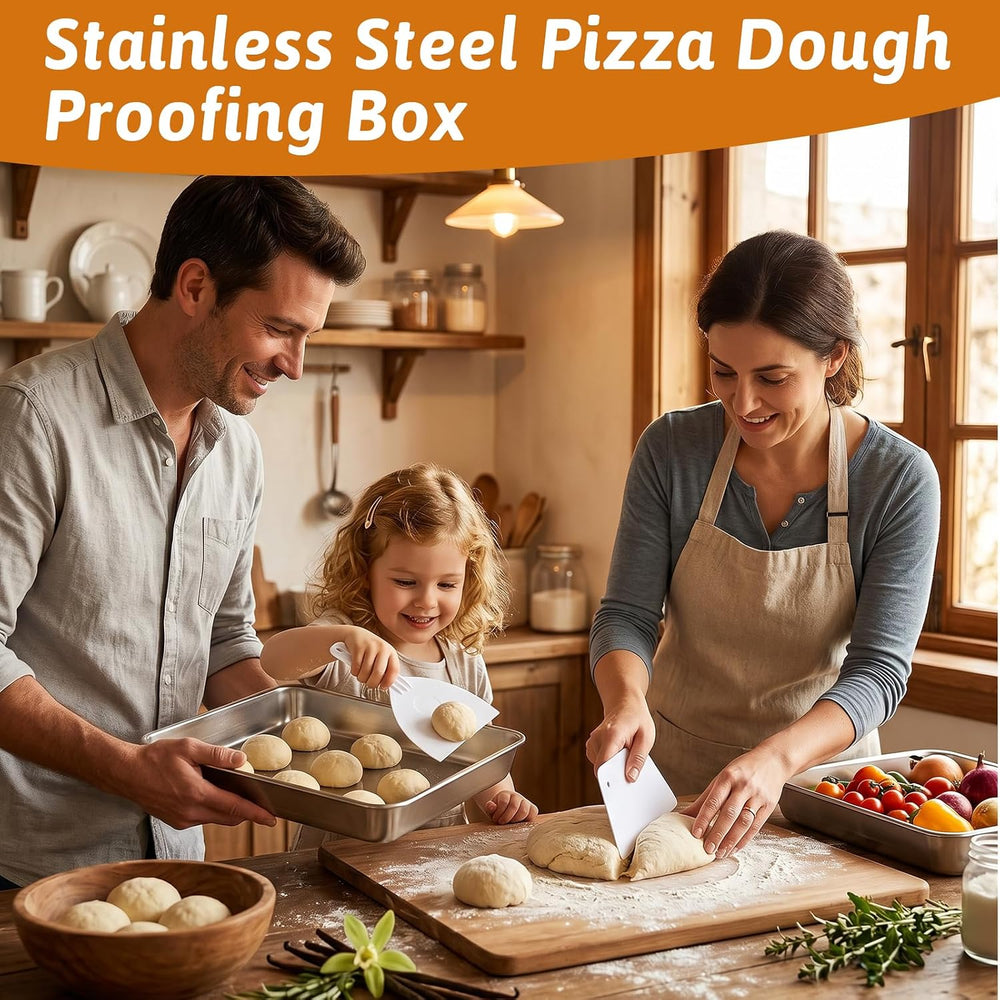 2 Pack Pizza Dough Proofing Box, 6L Large Capacity Stainless Steel Food Stora...