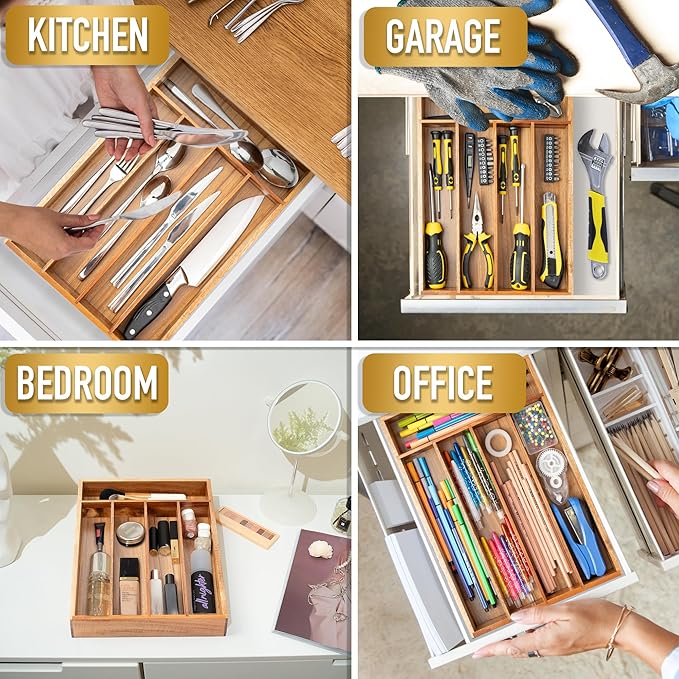 Silverware Organizer Kitchen Drawer Organizer Utensil Organizer Acacia - Image 6