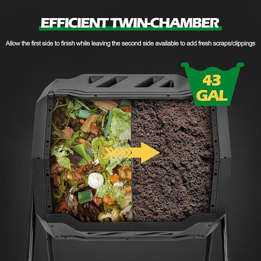 Nova Microdermabrasion 43 Gallon Compost Tumbler Bin Composter Dual Chamber BPA - Image 2