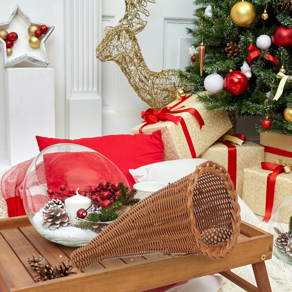 jojofuny Fall Cornucopia Basket: Thanksgiving Horn of Plenty for Harvest Autu...