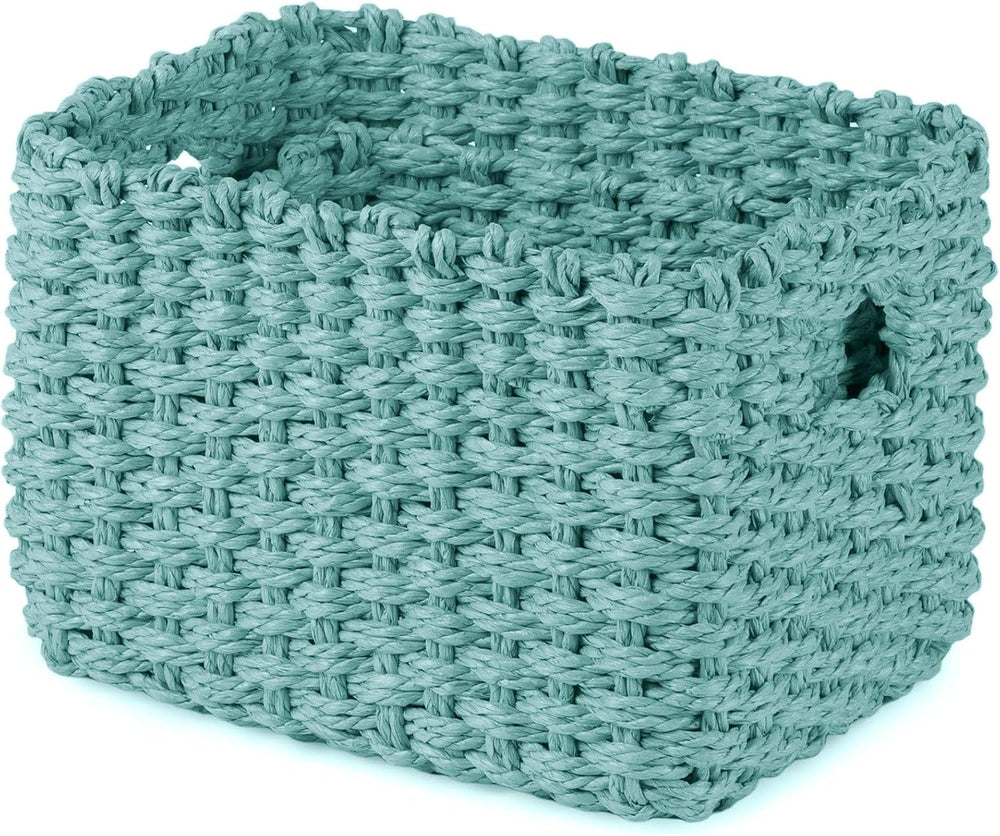 Compactor Lisou Woven Storage Baskets, Set of 1 Large and 1 Small, Aqua