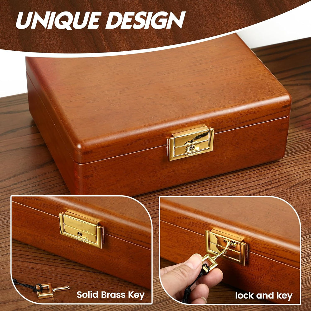 2 Layer Anti Tarnish Solid Wood Jewelry Organizer Box with Lock