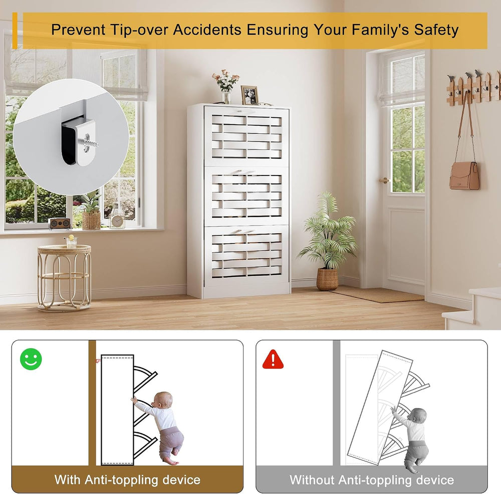 Shoe Cabinet Storage for Entryway with 6 Flip Drawers