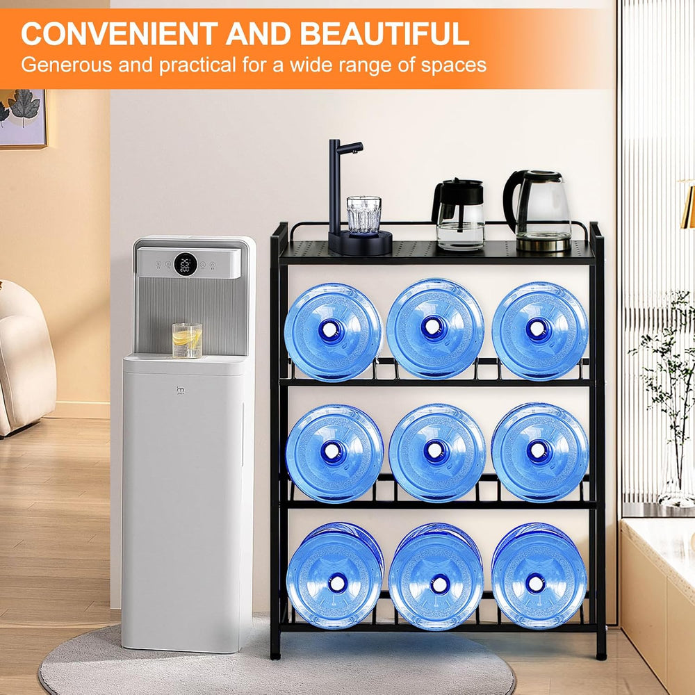 5 Gallon Water Dispenser Jug Holder with Top Shelf Heavy Duty Water Cooler Ju...