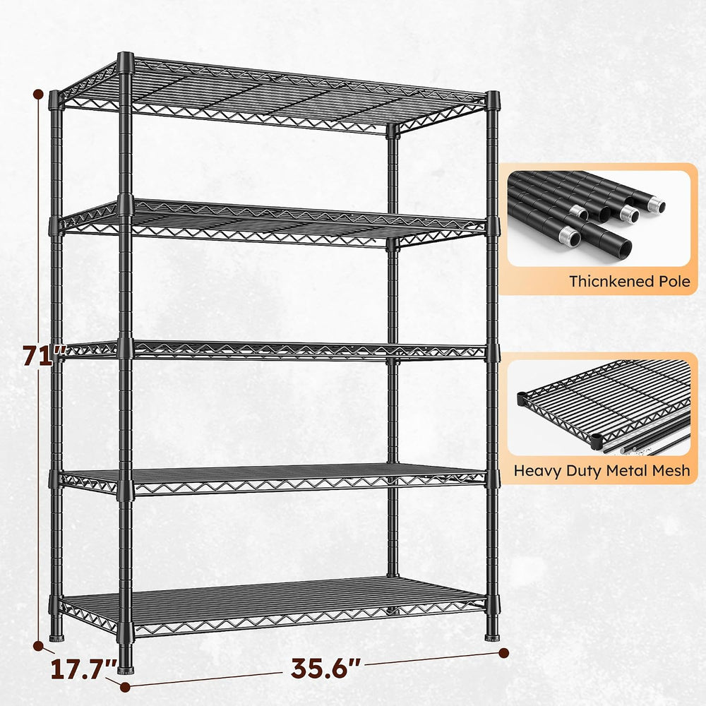 REIBII Metal Shelving, 1500LBS Heavy Duty&71" H Space Saving, for Ki...
