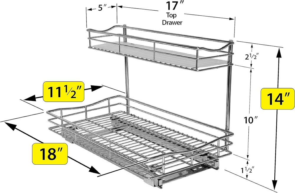 LYNK PROFESSIONAL® Pull Out Under Sink Kitchen Cabinet Organizer - 11.5 in. x...