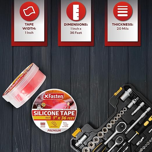 XFasten Self Fusing Silicone Tape Waterproof – 1" x 36 Feet Red, Self - Image 2