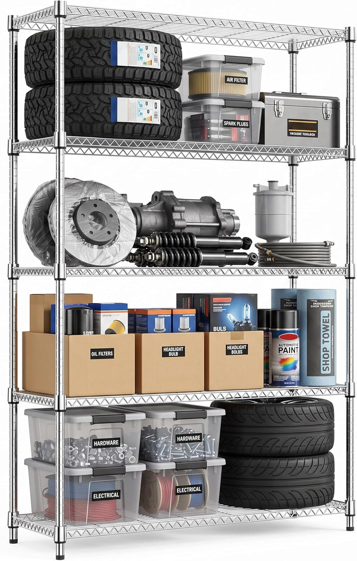IZEUK 5-Tier Garage Shelving Unit, Heavy Duty Metal Wire Shelving