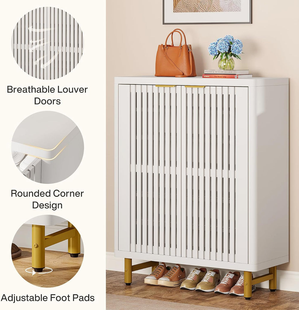 Tribesigns Shoe Cabinet with Shutter Doors