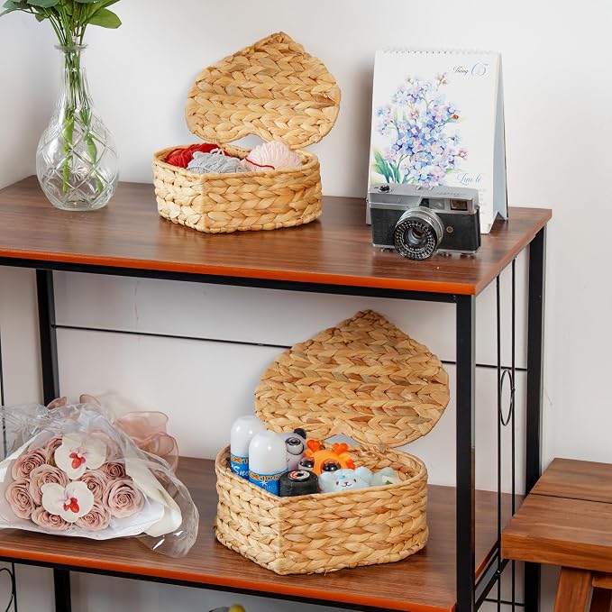 Set of 2 Heart Wicker Storage Bins - Image 7