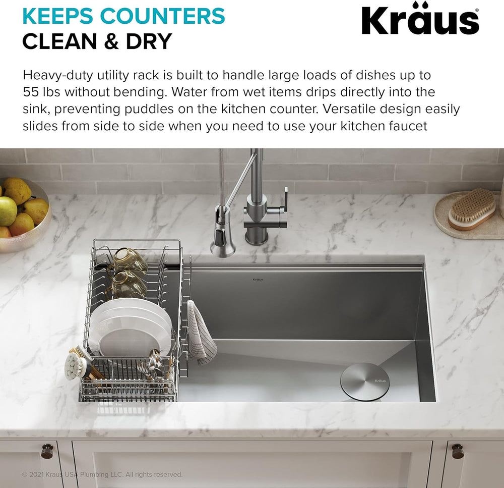 Kraus Workstation Kitchen Sink Dish Drying Rack Drainer and Utensil Holder, 1...