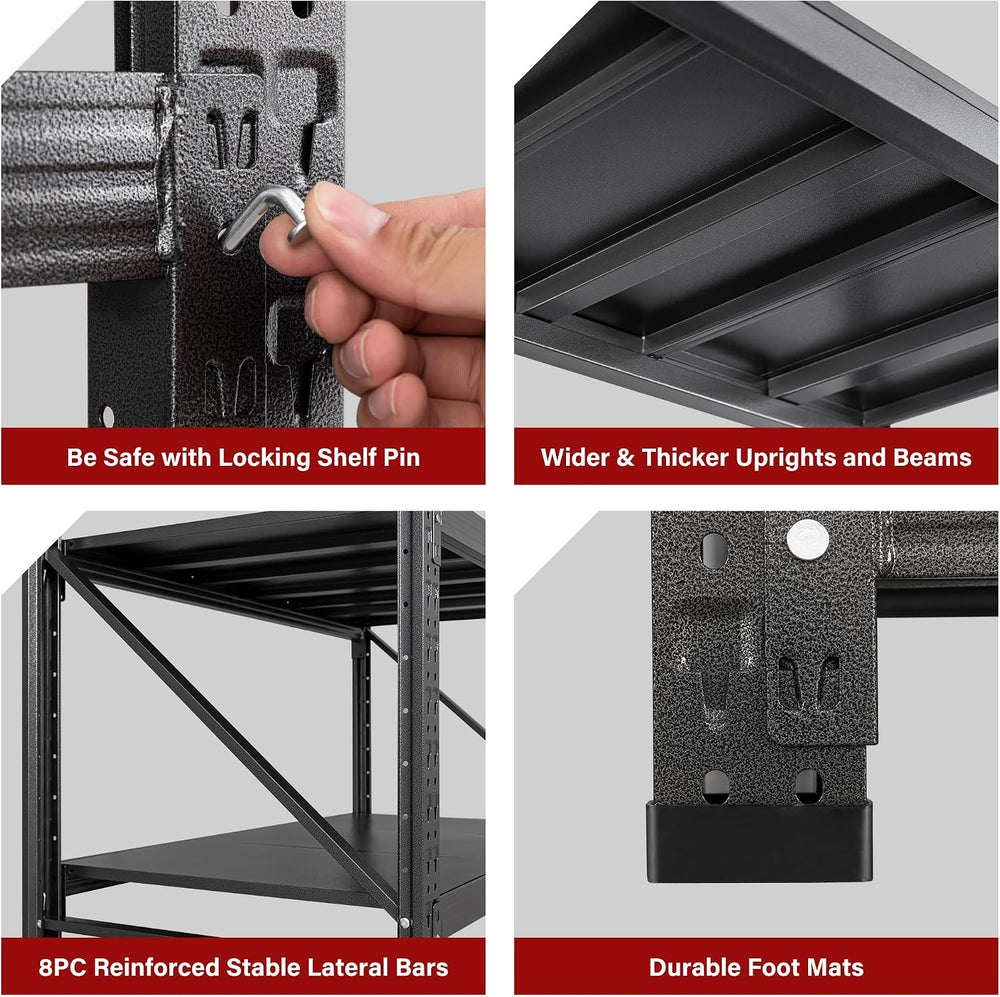 71.3" Wide Heavy Duty Garage Shelving Units,5000LBS Deep Storage Shelves...