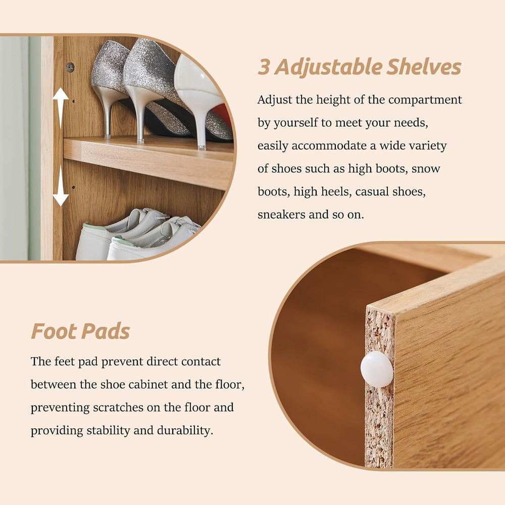 IFBUY 67" Tall Arched Shoe Cabinet, 8 Tiers Shoe Storage Cabinet, Freest...