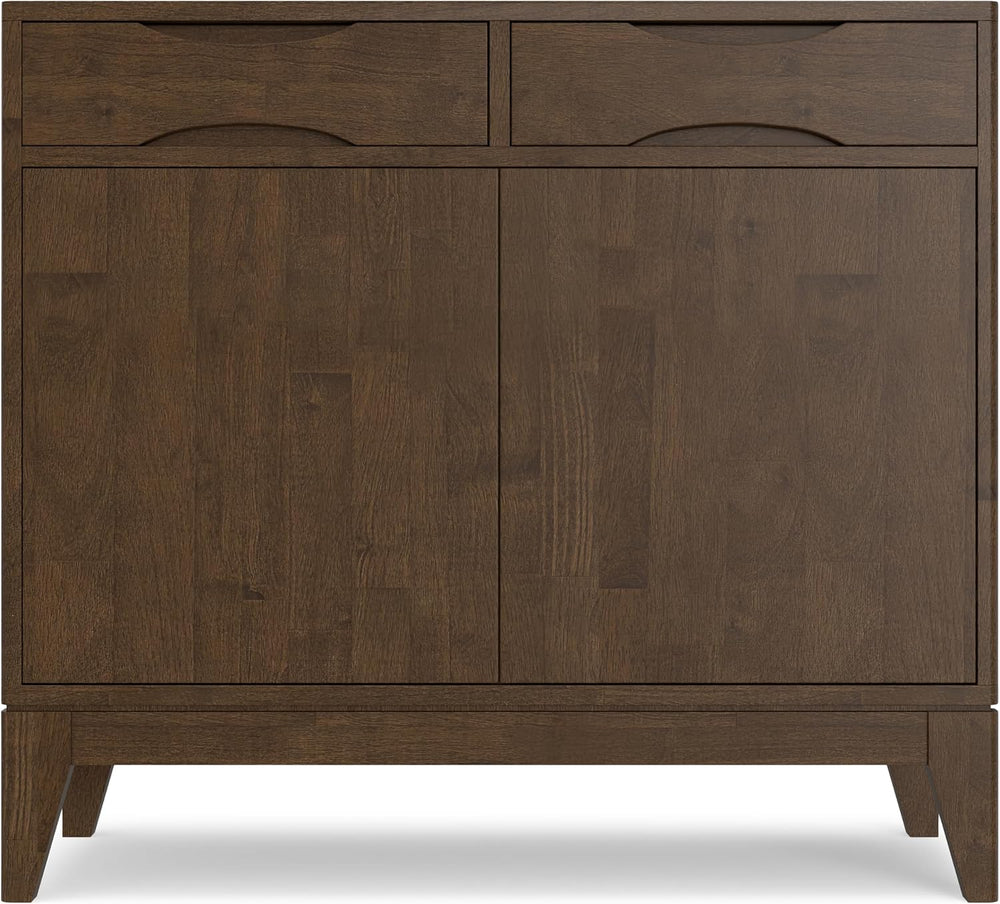 SIMPLIHOME Harper 40" Wide Solid Wood Cabinet in Walnut Brown