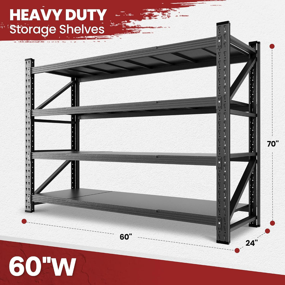 60" Wide Storage Shelves, 5000LBS Garage Shelving Heavy Duty, Standing S...