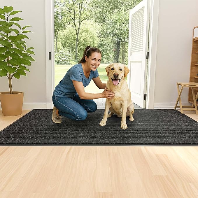 Front Door Mat Indoor Outdoor Entrance, TPR Backing Non-Slip Doormats, Low - Image 9
