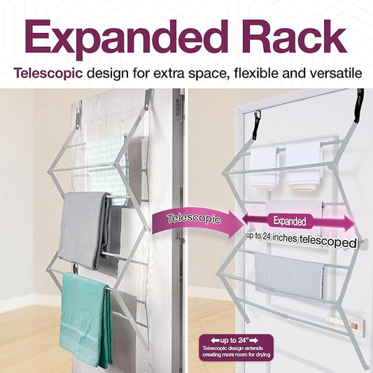 BLACK+DECKER Over The Door Expandable Telescopic Drying Rack, Clothes Organizer - Image 2
