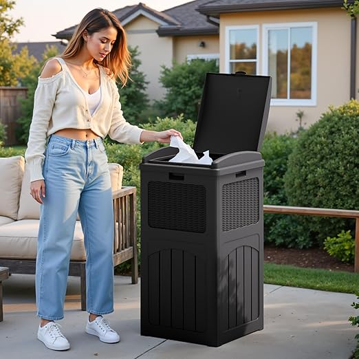 Flamaker 30 Gallon Trash Can, Resin Outdoor Garbage Can - Image 7
