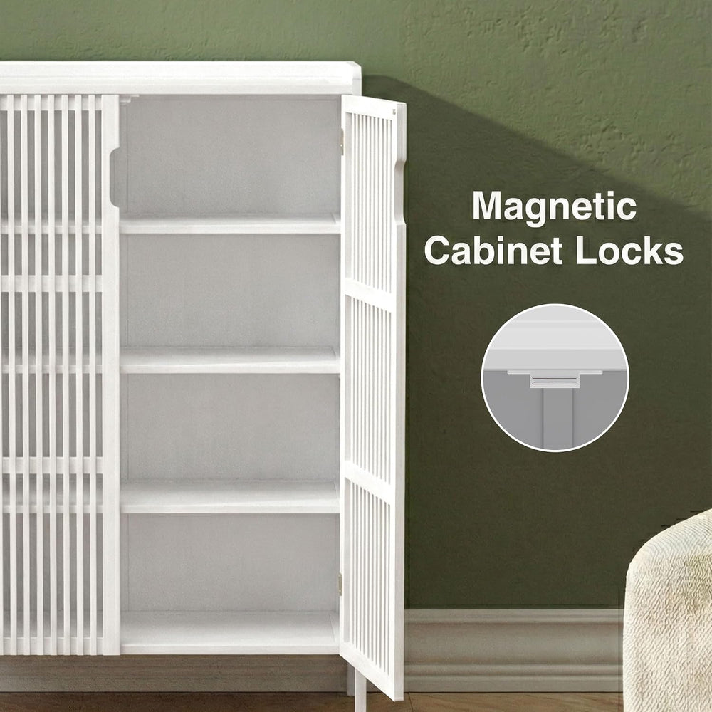 Bamboo Shoe Storage Cabinet for Entryway with Doors, Hidden Shoe Organizer