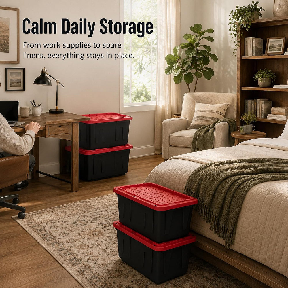 27 Gallon Heavy Duty Storage Bin 4-Pack Stackable Garage Tote for Racks