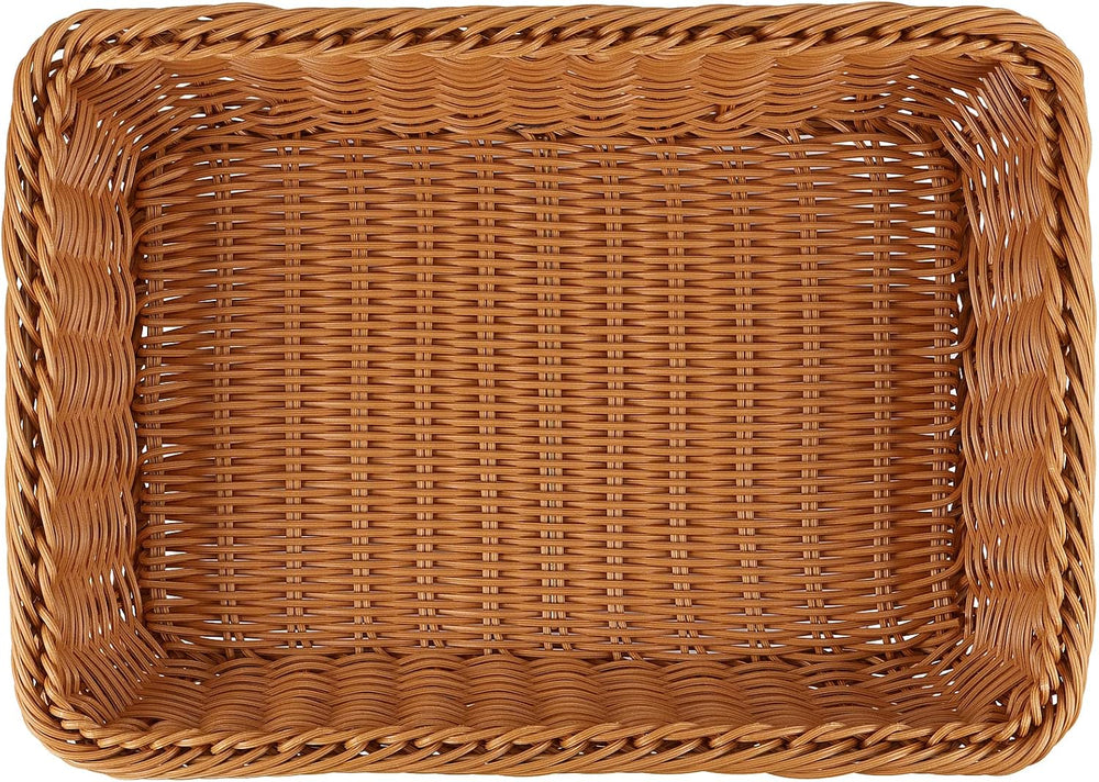 MANCHAP 3 PCS 16 Inch Poly Wicker Bread Baskets, Handmade Rattan Woven Pantry...