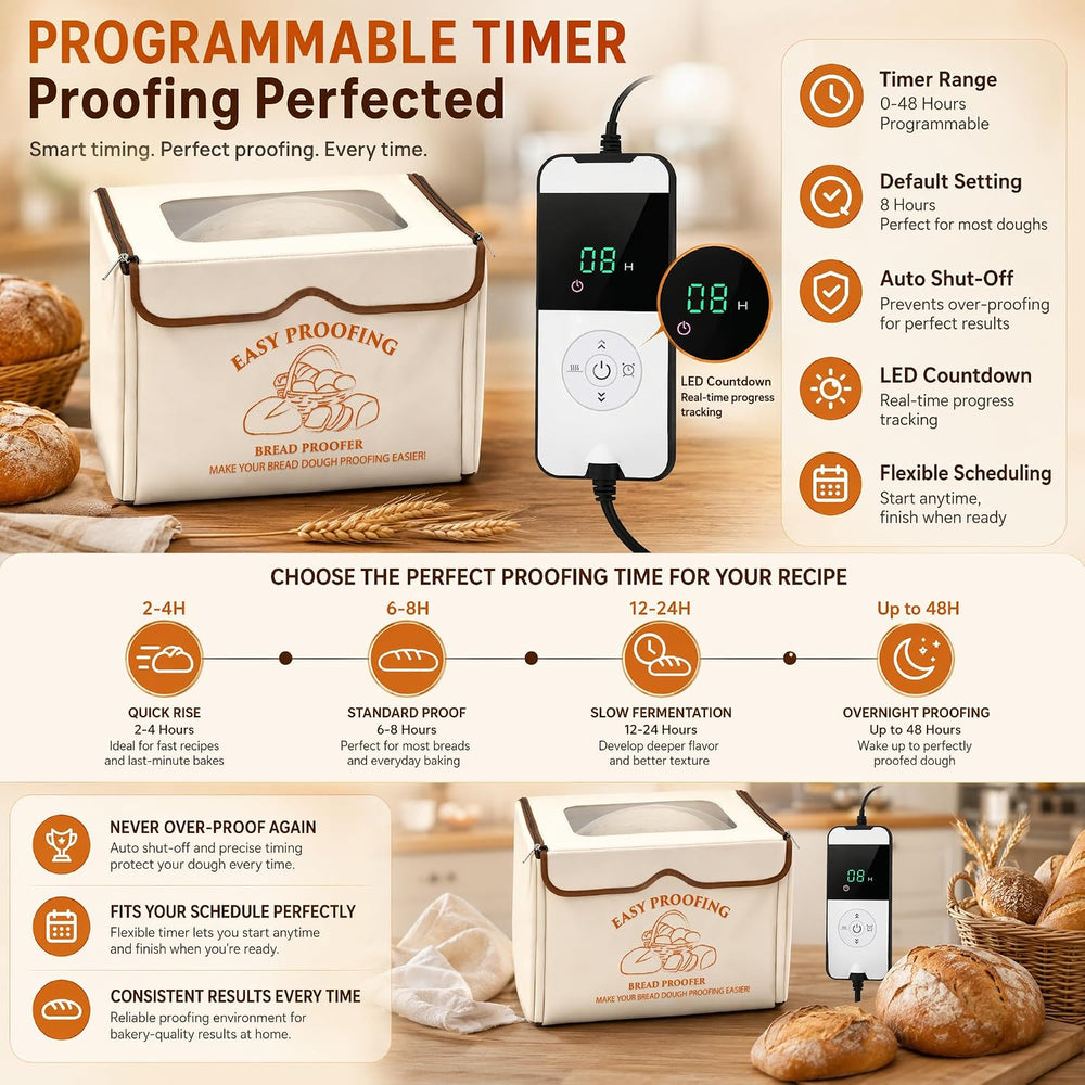 Versatile Bread Proofer Warming Box with Temperature Timer Metal Rack