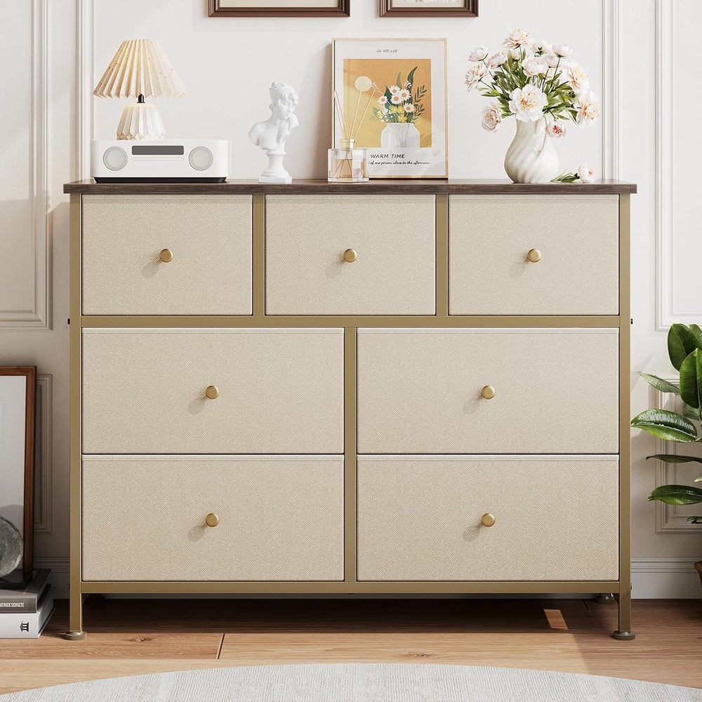 Fabric Dresser for Bedroom with 7 Drawers, Chest of Drawers