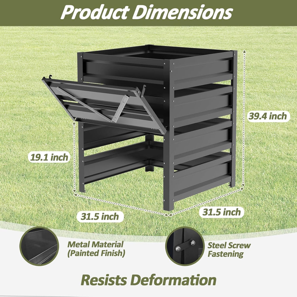 Compost Bin Outdoor -170 Gallon Composter with Rust-Proof Coating, Painted Fi...