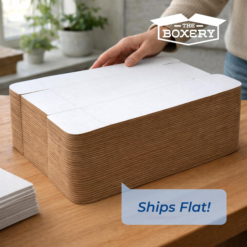 The Boxery Small White Shipping Boxes, 8x6x3-inch Corrugated Cardboard Mailer...