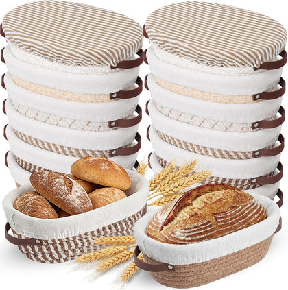 12 Set 10 inch Oval Banneton Sourdough Bread Proofing Baskets Bulk