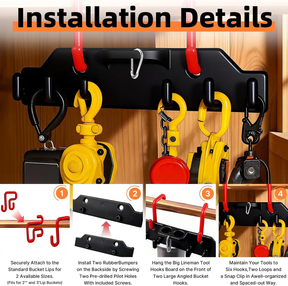 Lineman Tool Board, Line Work Bucket Accessories with 2PCS 3" and2 PCS 2...