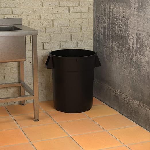 32 Gallon Black Round Commercial Trash Can - Image 4
