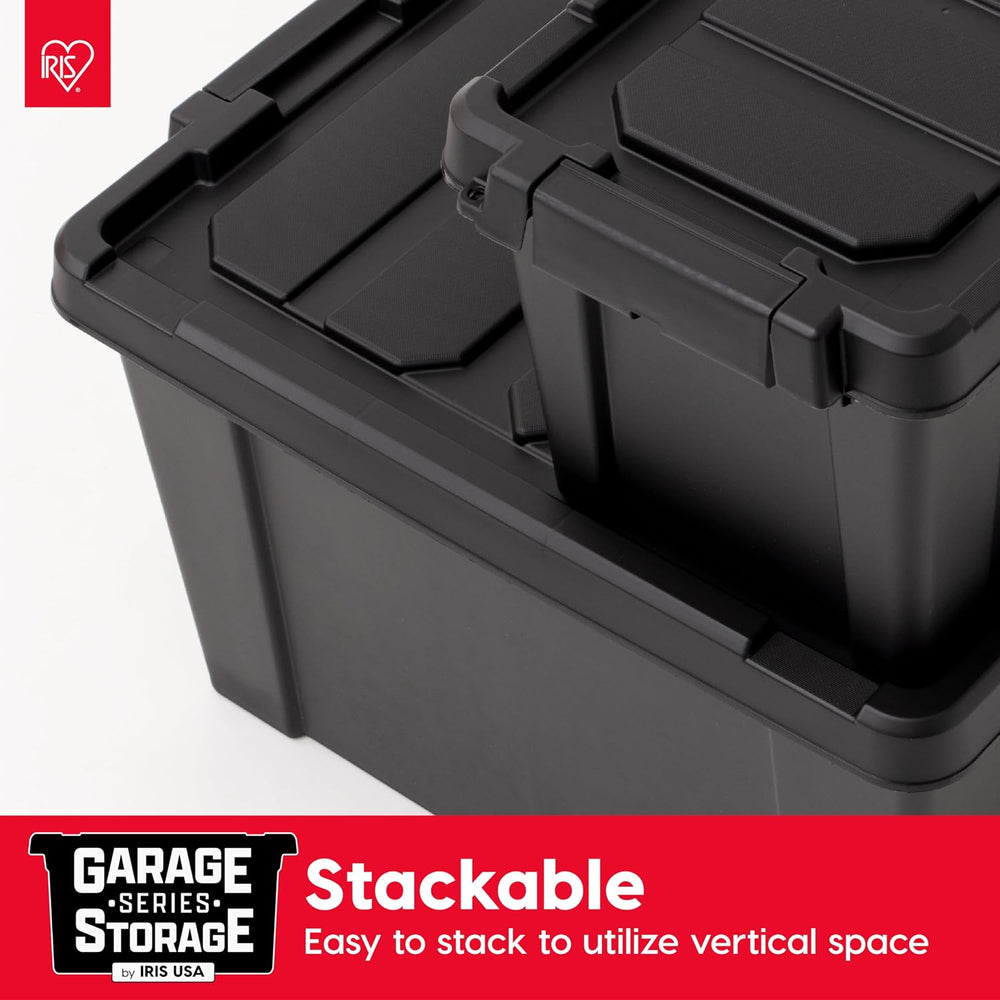 IRIS USA 6-Pack 5 Gal Heavy Duty Lockable Storage Totes with lids, Black