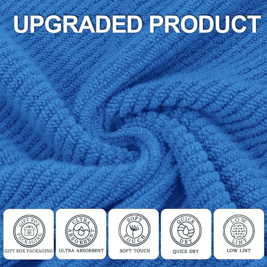 VOOVA & MOVAS Blue Hand Towels for Bathroom, 4 Pack Large 18"x28" - Image 2