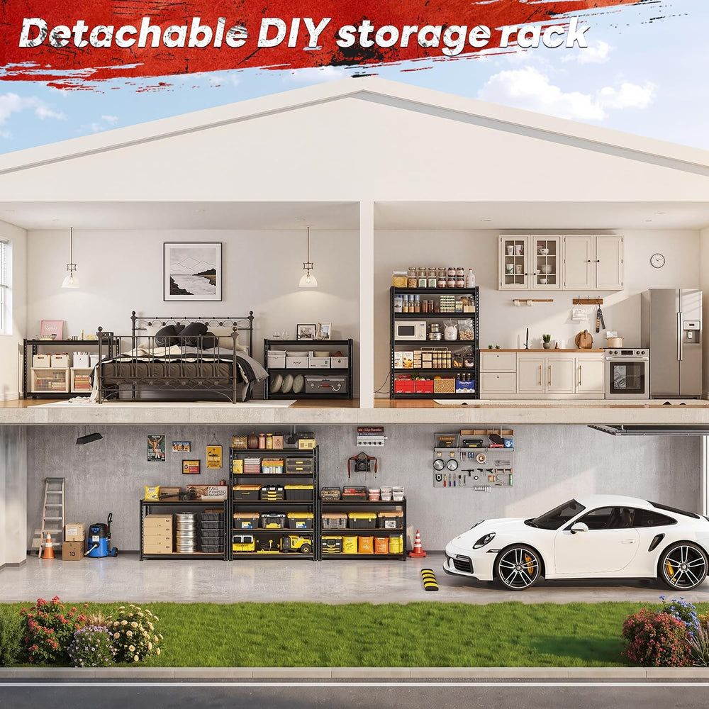 REIBII 3 Pack Garage Shelving for Warehouse, Heavy Duty Metal Shelving