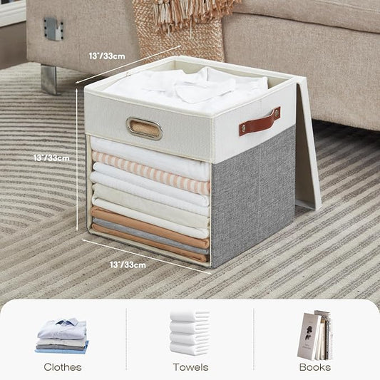 Fabric Storage Cubes with Clear Windows and Lids, Decorative Storage Boxes - Image 2