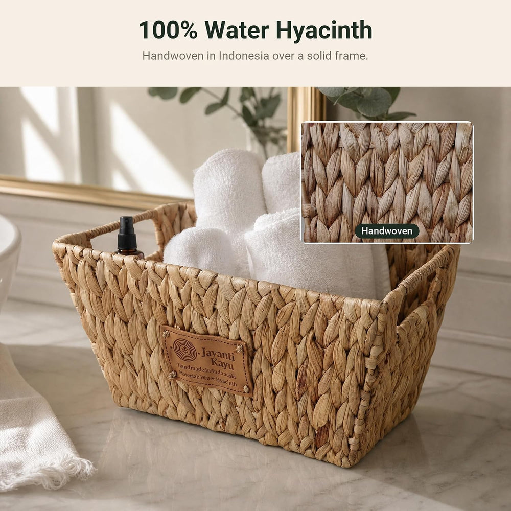 Wicker Storage Baskets with Handles, 2 Pack, 12" x 7" x 6" | T...