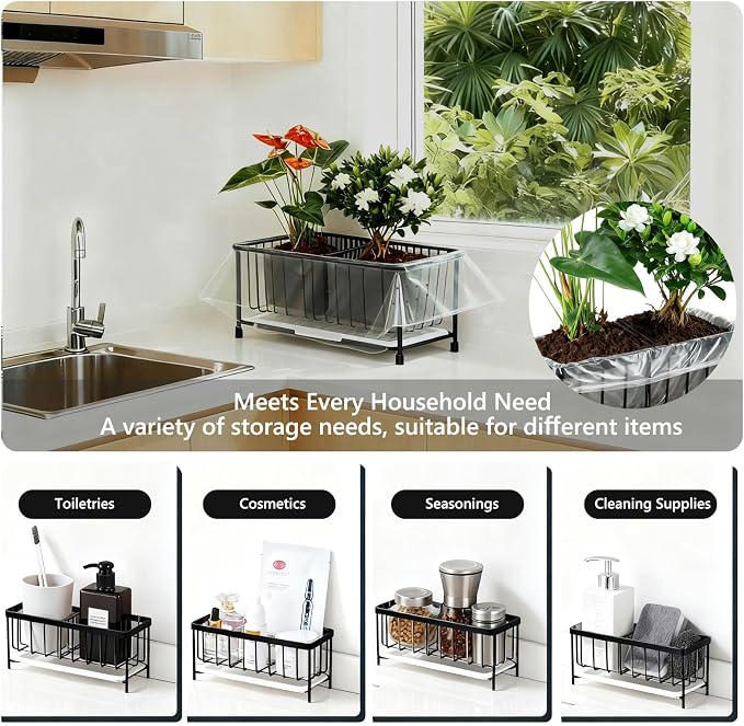 Kavciva Sink Caddy Sponge Holder, 304 Stainless Steel Dish Brush Holder - Image 7