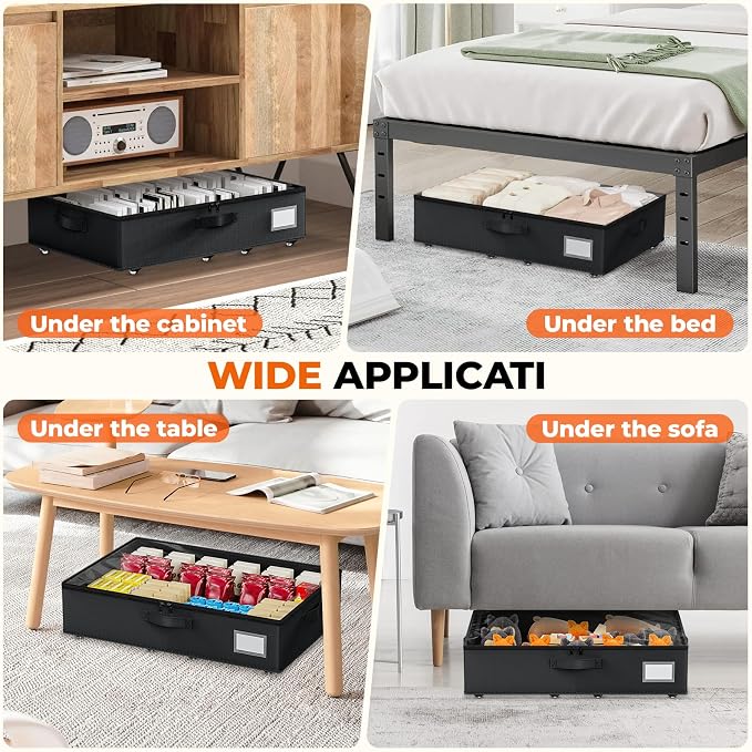 Underbed Storage with Wheels, 2 Pack Under Bed Storage Containers with Clear - Image 8