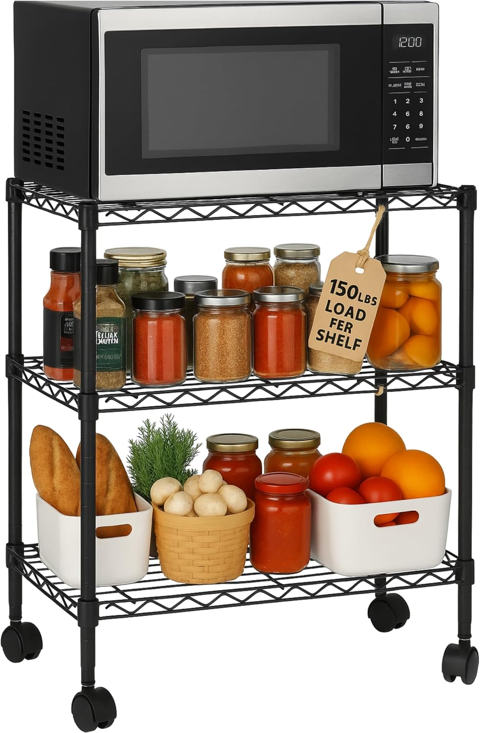 3 Tier Wire Shelving Unit Storage Rack, Metal Heavy Duty Utility Organizers, ...