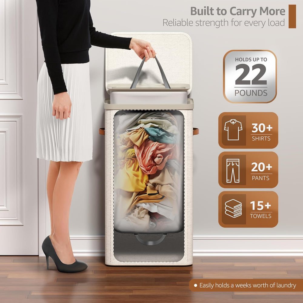 Sorbus Laundry Hamper with Lid - Collapsible Fabric Laundry Basket with Handl...