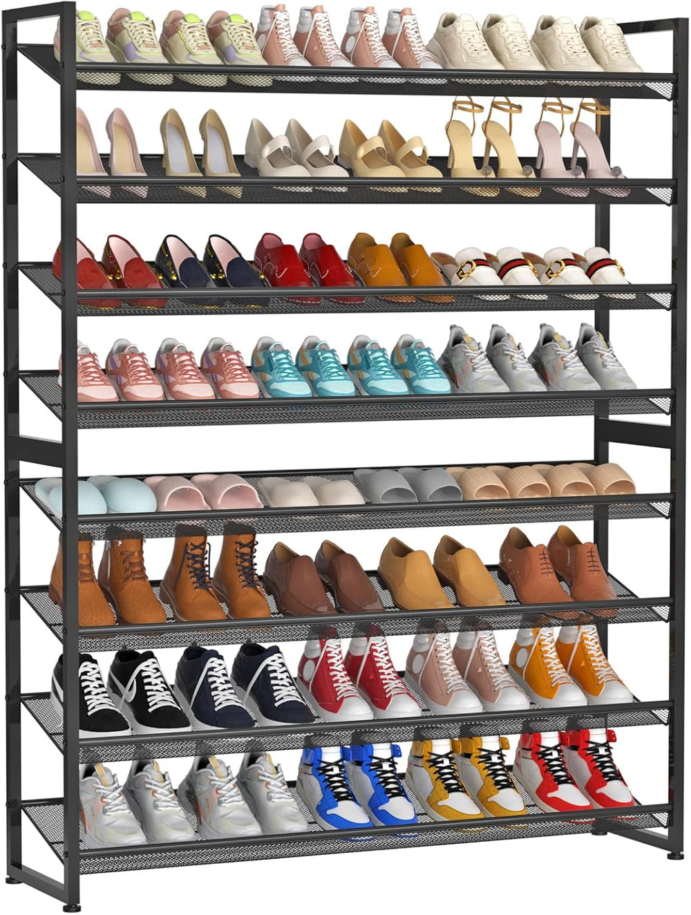 Large Shoe Rack 8 Tier Shoe Organizer, Heavy Duty Metal 4-Tier Stackable Shoe...