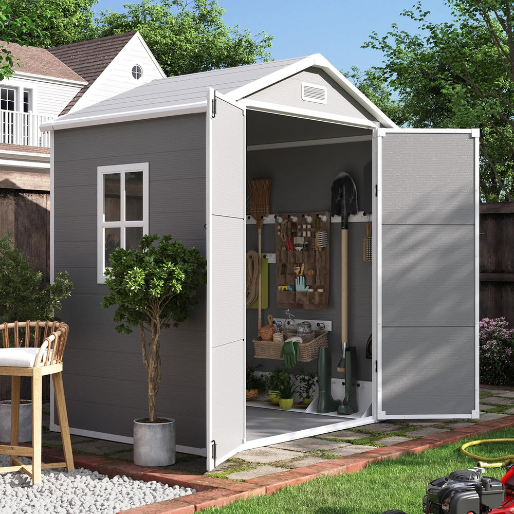 UDPATIO Outdoor Resin Storage Shed 6x4.5 FT, Plastic Garden Shed
