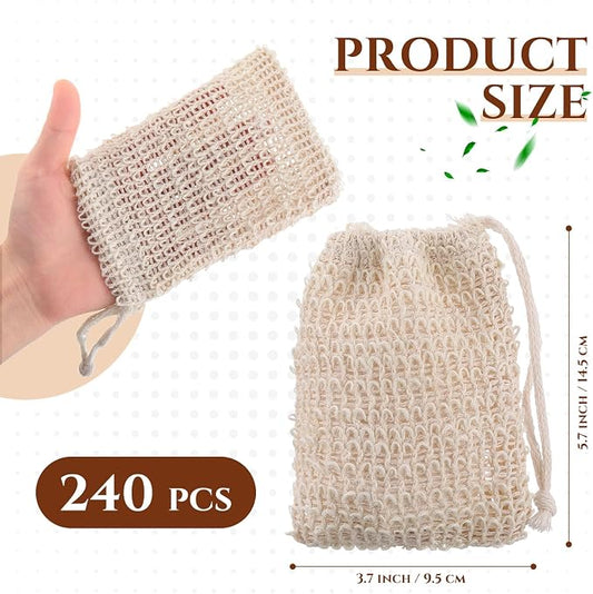 Rtteri 240 Pcs Soap Exfoliating Bag, Natural Sisal Soap Pouch Saver Body Shower - Image 2