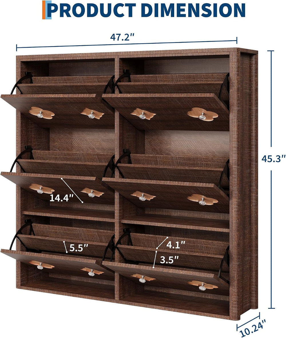Garvee Farmhouse Shoe Storage Cabinet with 6 Flip Drawers
