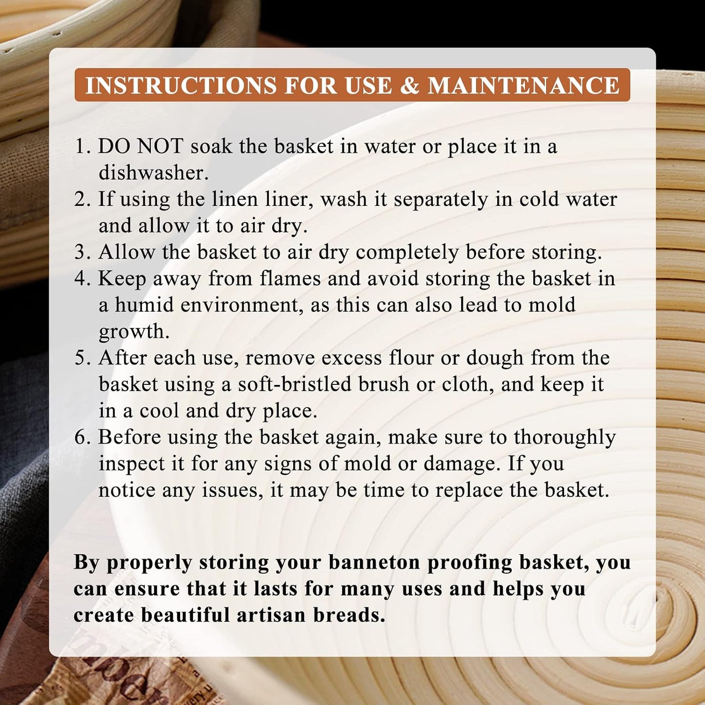 Rattan Banneton Bread Proofing Basket Set of 2, 9 Inch Round | For sourdough, boule and artisan loaves; supports dough during final proof for easier shaping and defined spiral lines