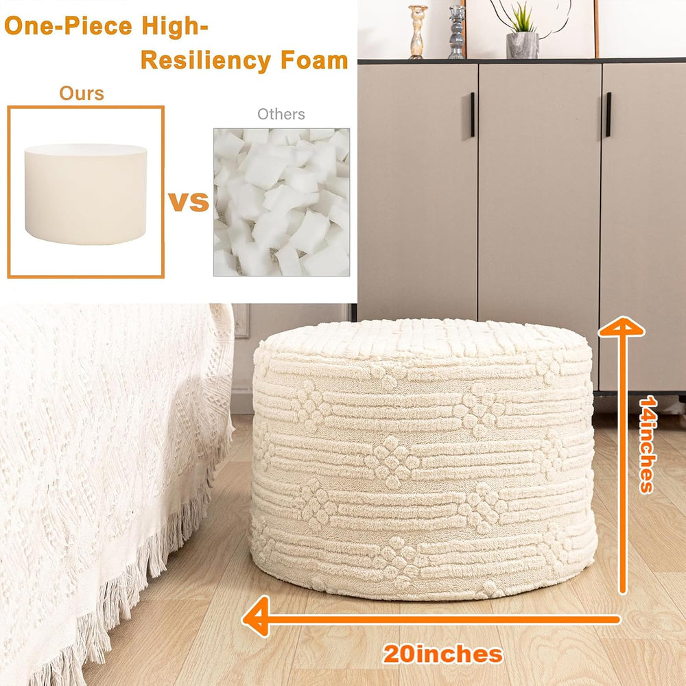 Asuprui Ottoman Foot Rest,Linen,All-in-one Foam Pouf Footstool 20x14 in