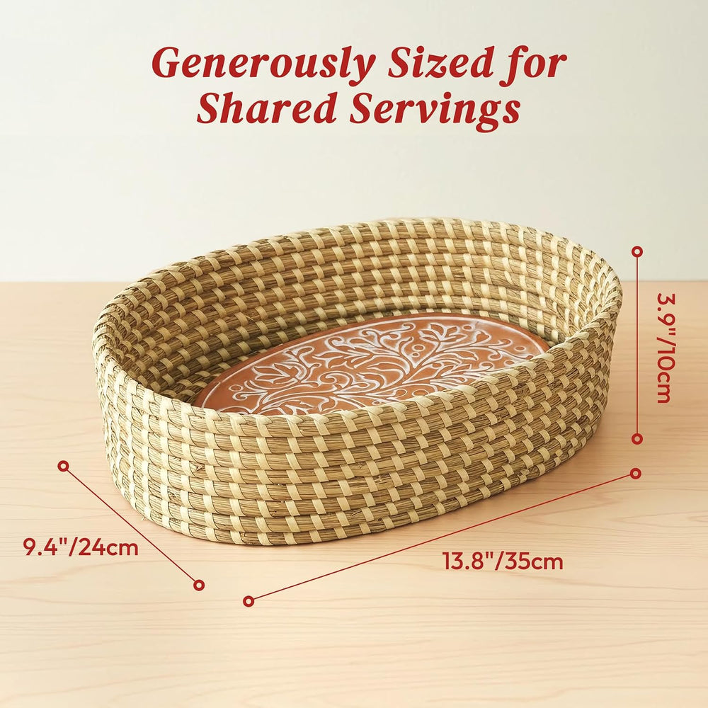 Bread Baskets for Serving with Stone (Large Oval 13.8 x 9.5) for Bakers