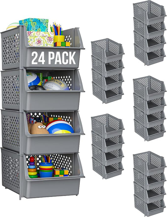 Skywin Plastic Stackable Storage Bins - Image 2