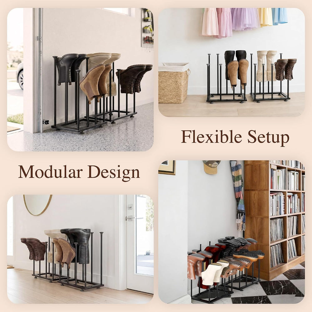 Boot Rack,Metal Free Standing Boot Storage Organizer, 8 Pairs,Black